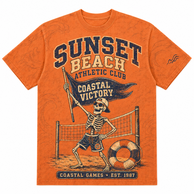 Surf Sunset Beach Volleyball Cotton T-Shirt
