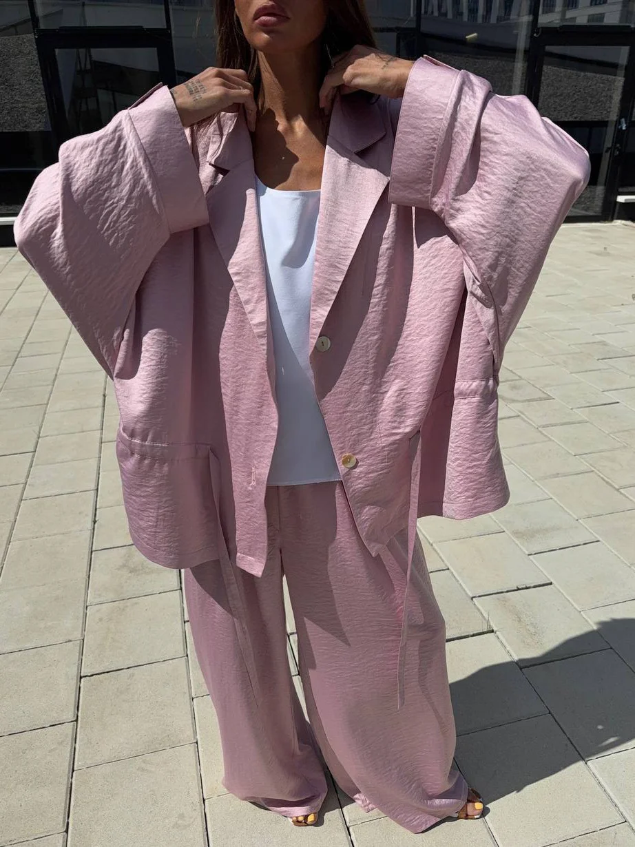 Athvotar Athvotar Minimalist Loose Suit Suit Women's Waist Design Loose Bun Shape Low Saturation Color Pressure-Free Wear