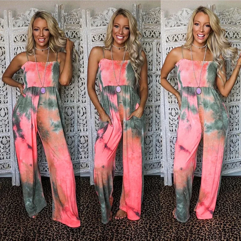 Fashion Loose Printed Sling Jumpsuit | IFYHOME