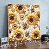 Sonnenblumen- und Bienen-DIY-Kunsthandwerk Perlen-Diamant-Gem&auml;lde mit Rahmen 9,84x9,84 Zoll Diamantkunst-Perlen-Malset f&uuml;r Erwachsene Anf&auml;nger-Geschen
