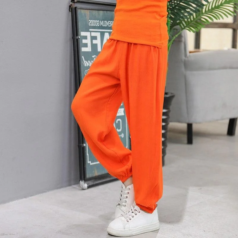 2-11 Years Boys Girls Sports Pants Children Pure Color Trousers Kids Summer Autumn Anti-mosquito Pants Spring Cotton Pajama Pant