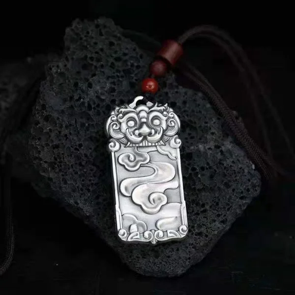 Sterling Silver Auspicious Cloud Pixiu Pendant Necklace