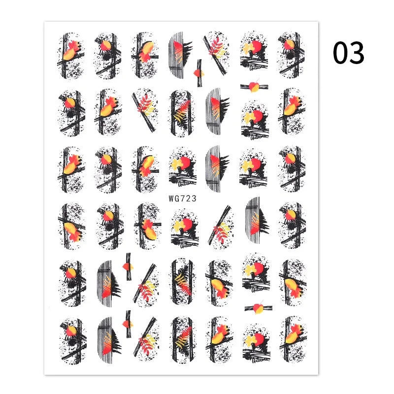 Geometric Lines Flowers Leaves 3D Nail Sticker Figure Woman Face Pattern Special Self Adhesive Nail Art Decals Manicures Sliders-Nail Inspo