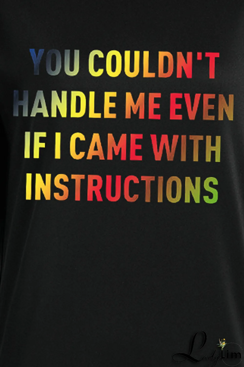 Black Fashion Print Letter O Neck Tops