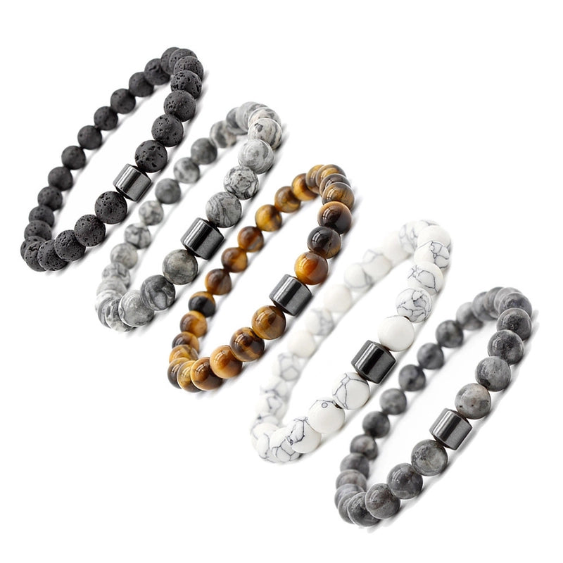 Natural Stone Beaded Bracelet Europe And America Hot Selling Men's Volcanic Stone Magnetic Black Gallstone Beaded Bracelet