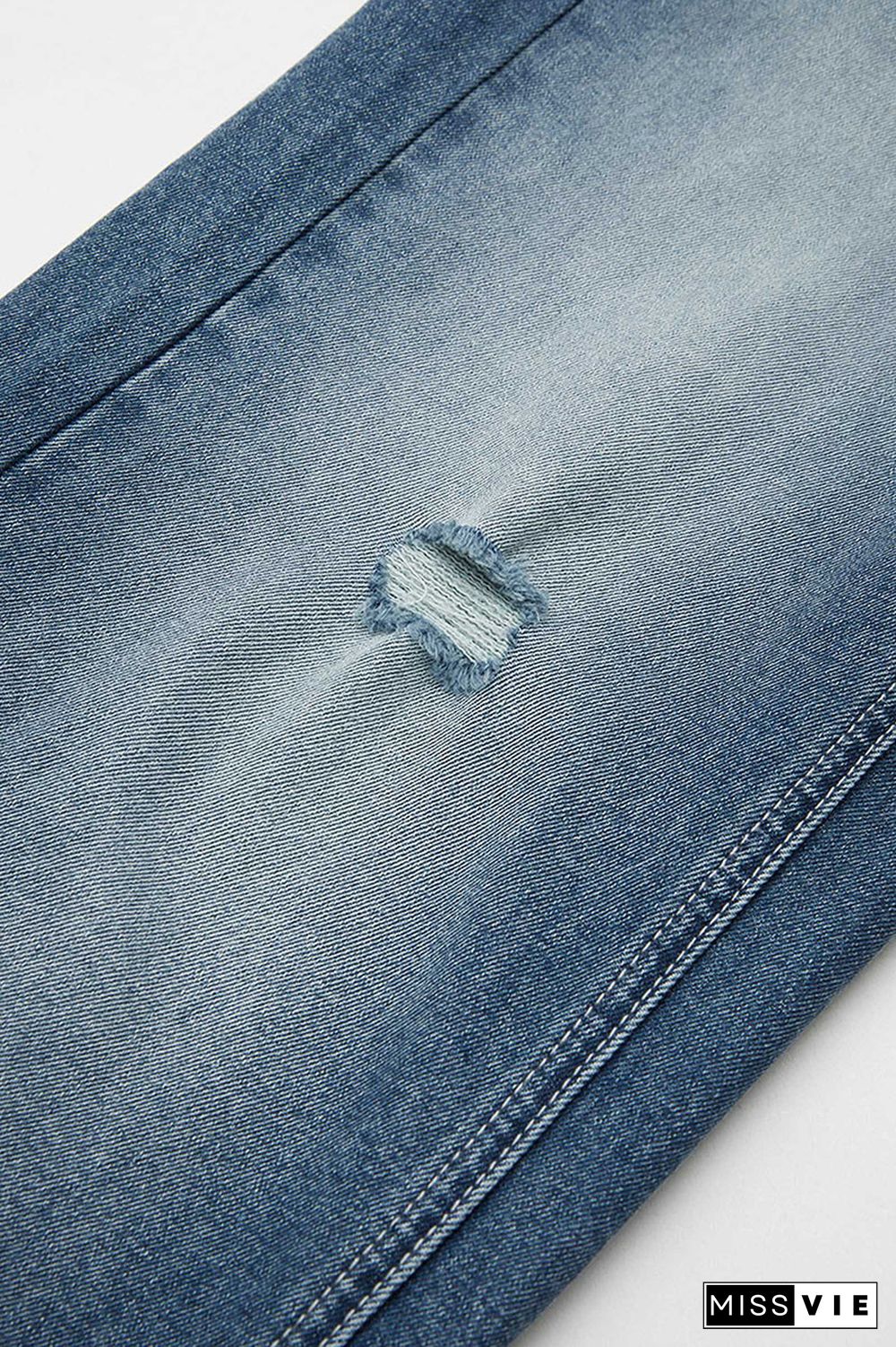 Ripped Raw Hem Low Waist Straight Leg Crop Jeans