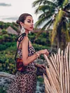 Bandeau Leopard Split-Side Maxi Dress