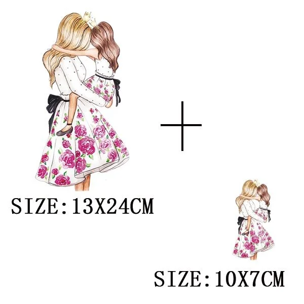 Mom&Baby Iron On Transfer For Woman Clothing DIY Washable Thermal Stickers On T-shirt Lovely Design Appliqued Patches On Clothes