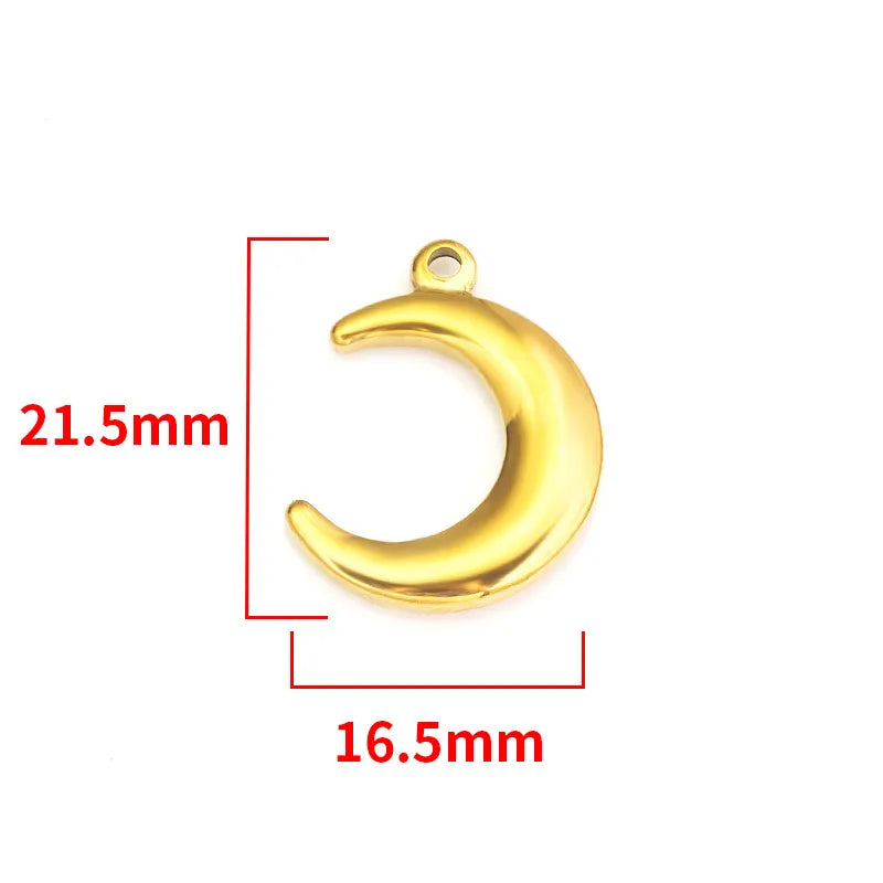 1 Piece 16.5*16.5mm 16.5*21.5mm 18*22.5mm Hole 1~1.9mm Hole 2~2.9mm 304 Stainless Steel 18K Gold Plated Moon Heart Shape Solid Color Jewelry Accessories Pendant