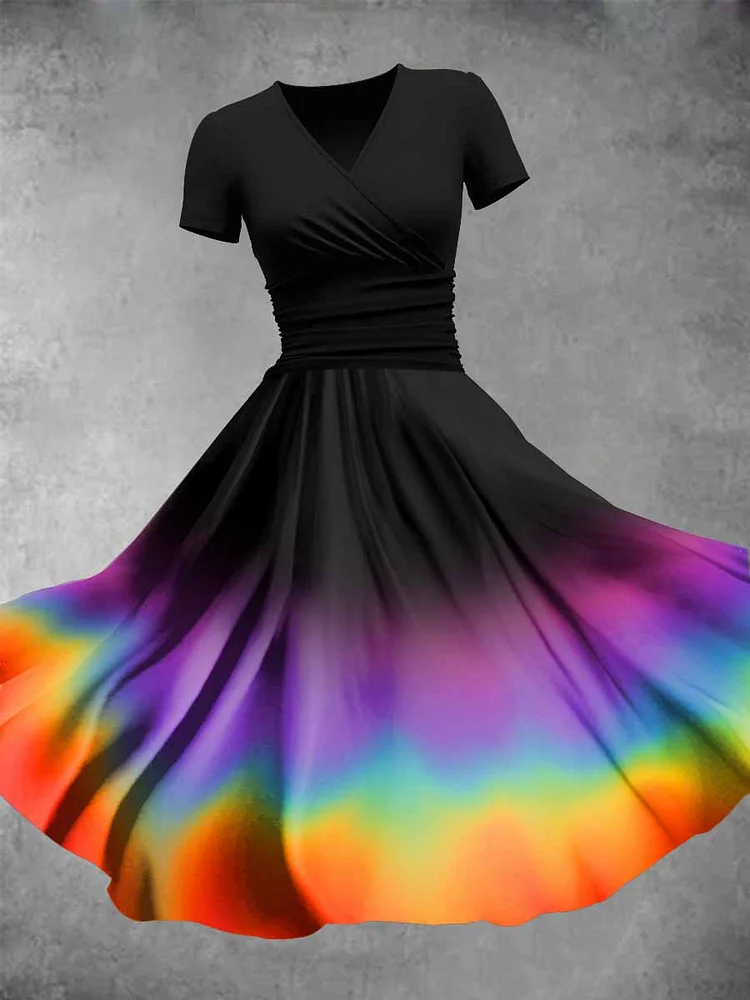 Women's Rainbow Colorful Gradient Print Maxi Dress