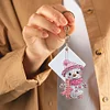 6Pcs DIY Diamond Painting Pink Snowman Keychain