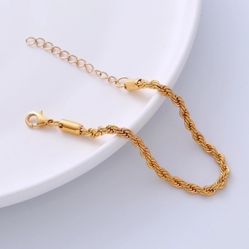 Minimalist Twist 304 Stainless Steel 18K Gold Plated No Inlaid Stainless Steel Bracelets In Bulk