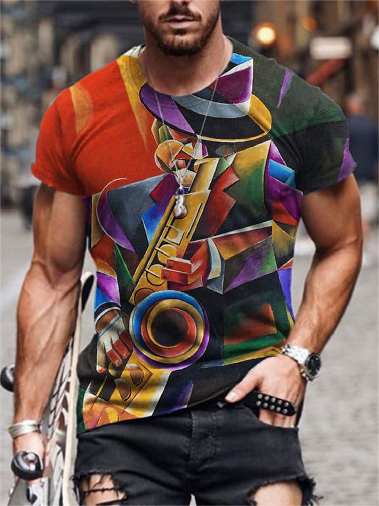 Men's Jazz Lover Geometric Art T Shirt