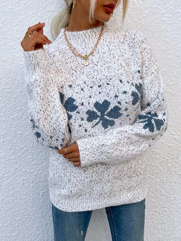 Women Long Sleeve V-neck Graphic Floral Printed Top