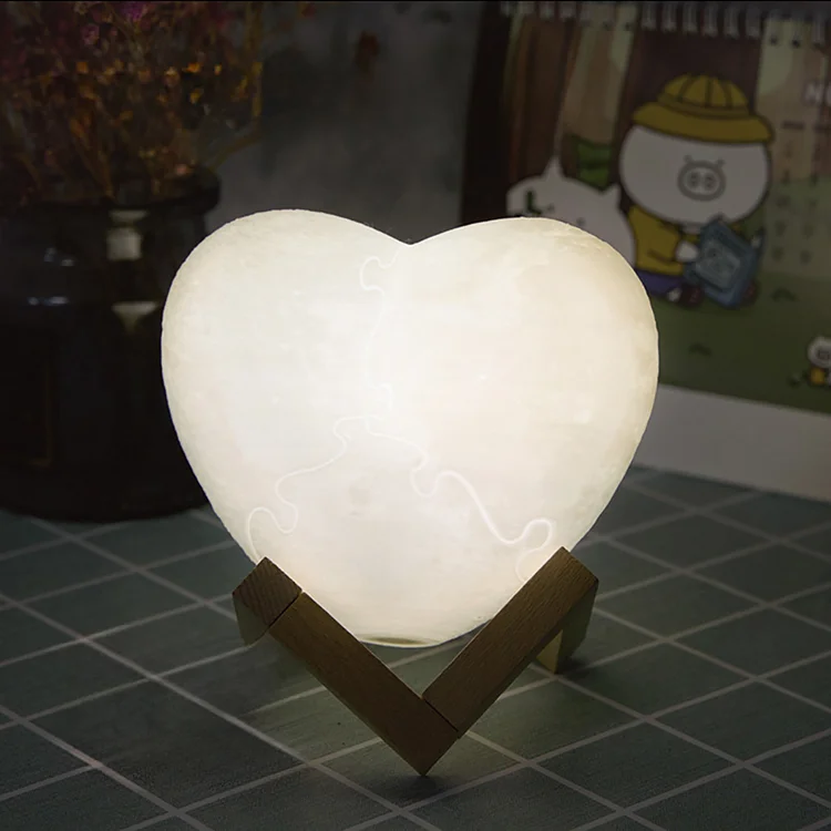 Personalized 3D Printing Photo/Text Love Shape Moon Lamps