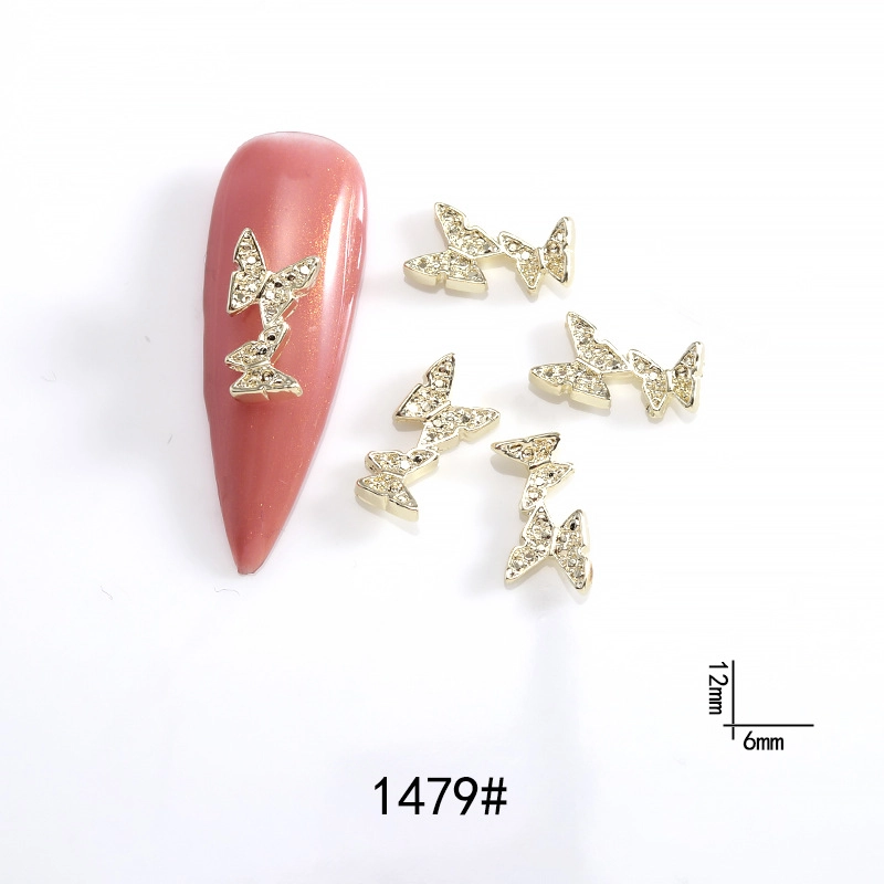 Lz Japanese Internet Celebrant Hot Manicure Diamond Bow Three-dimensional Metal Gold And Silver Super Flash Nail Jewelry Bow Tie