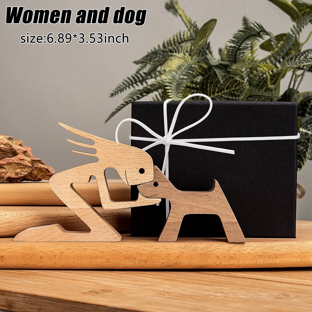 Puppy Family Wood Dog Carving Ornament Wood Dog Craft Figurine Desktop Table Ornament Home Decoration For Dog Pet Lover Gifts