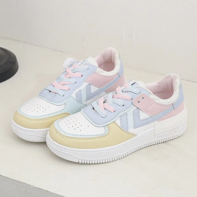 2020 Women Sneakers White Pink Tennis Cute Lovely Girl Shoes Female Student Shoes Platform Flats Casual Ladies Vulcanize Shoes