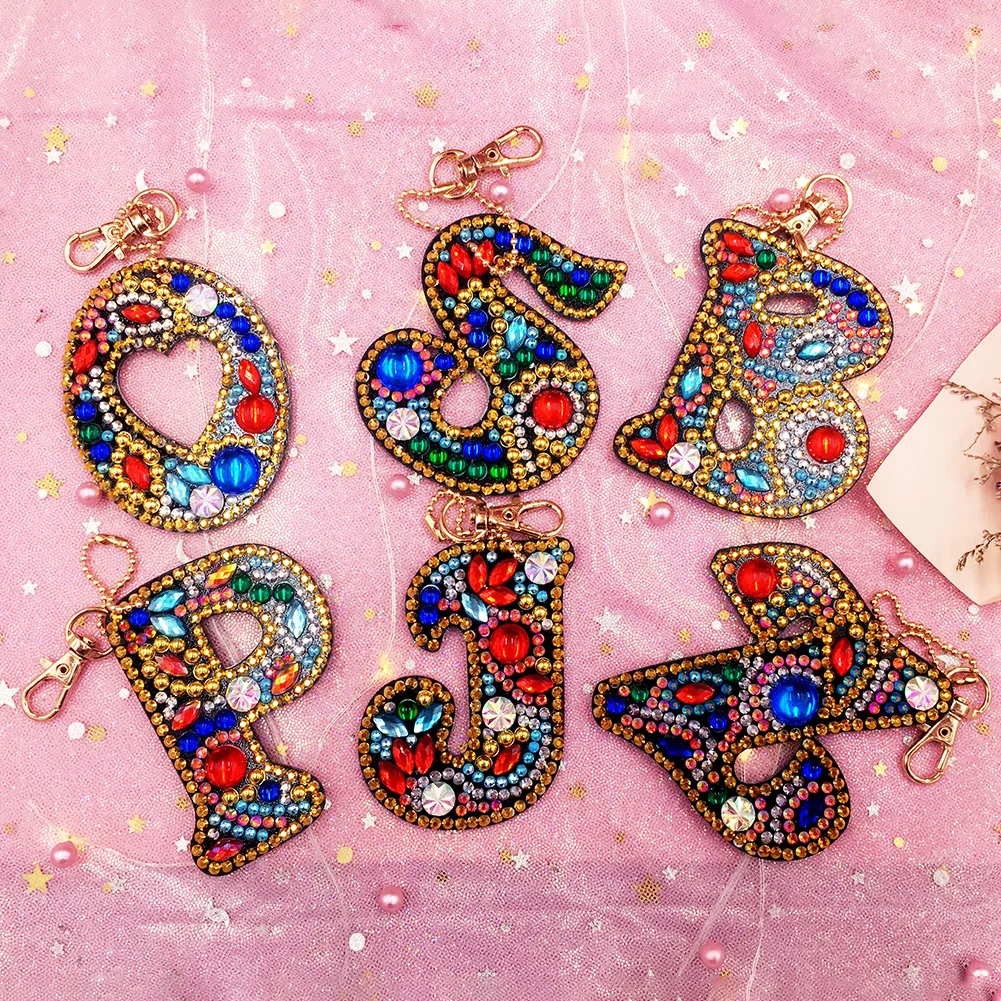 DIY Alphabet Key Chain Diamond Painting Letters Women Bag Keyring Pendant Gift(A-Z)