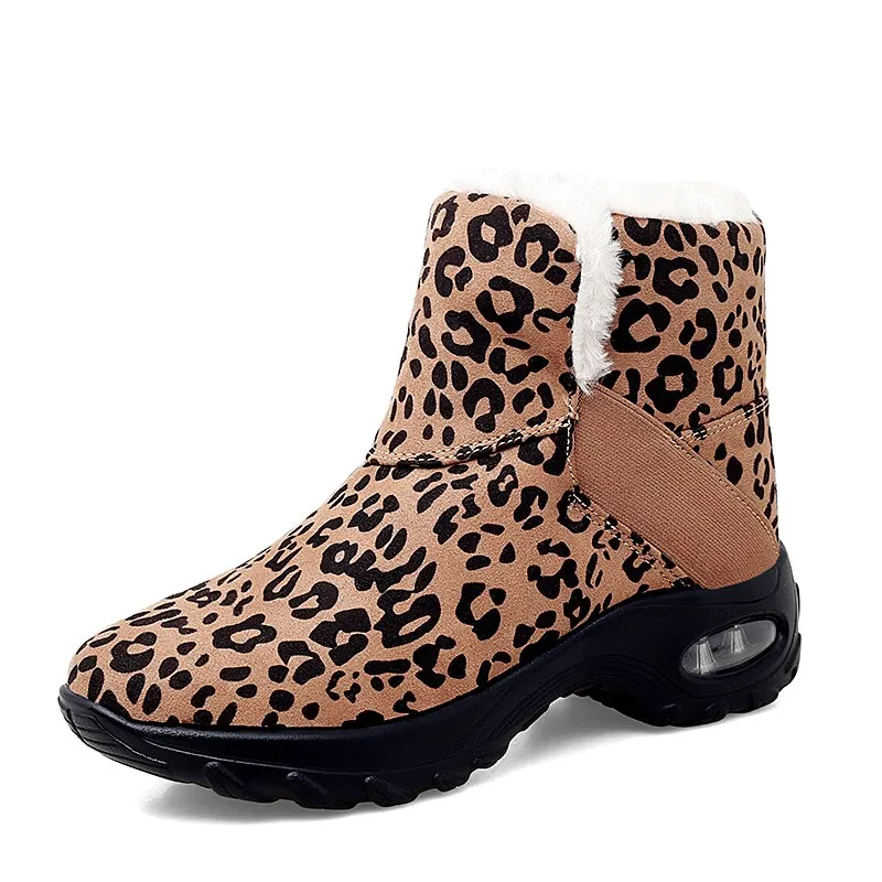 Winter Women's Winter Boots Outdoor Plush Warm Women's Snow Boots Waterproof Women's Platform Boots Leopard Women's Shoes