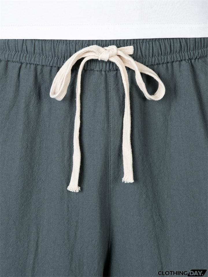Men's Simple Casual Plus Size Linen Cropped Pants