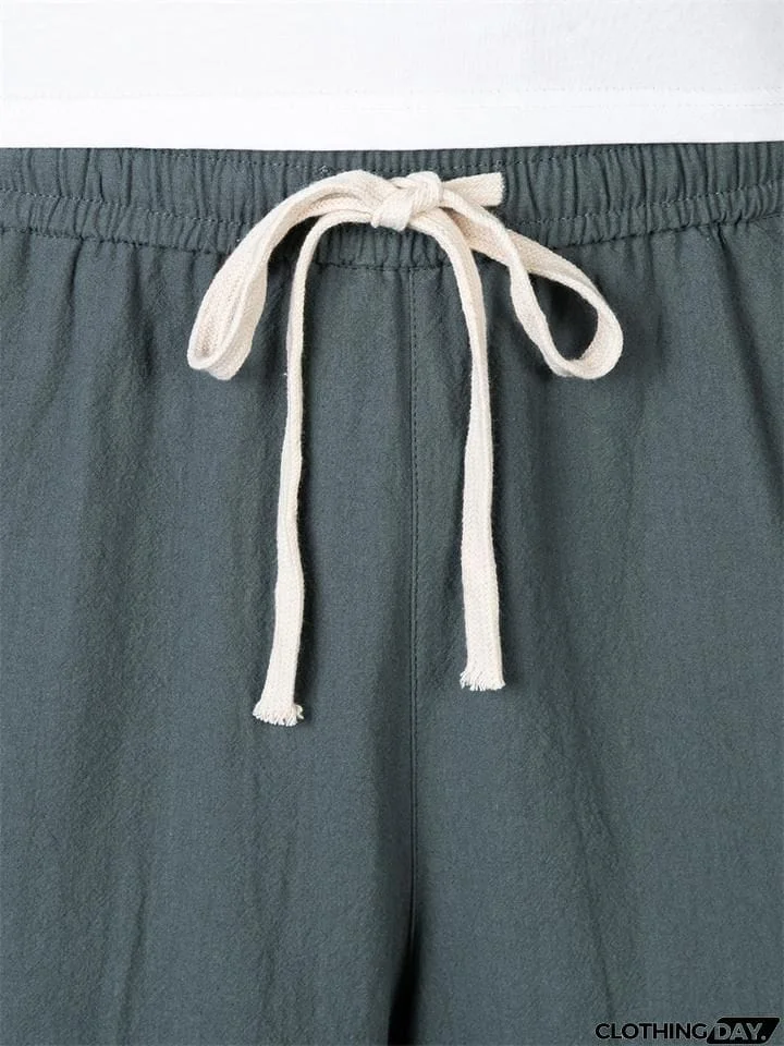 Men's Simple Casual Plus Size Linen Cropped Pants