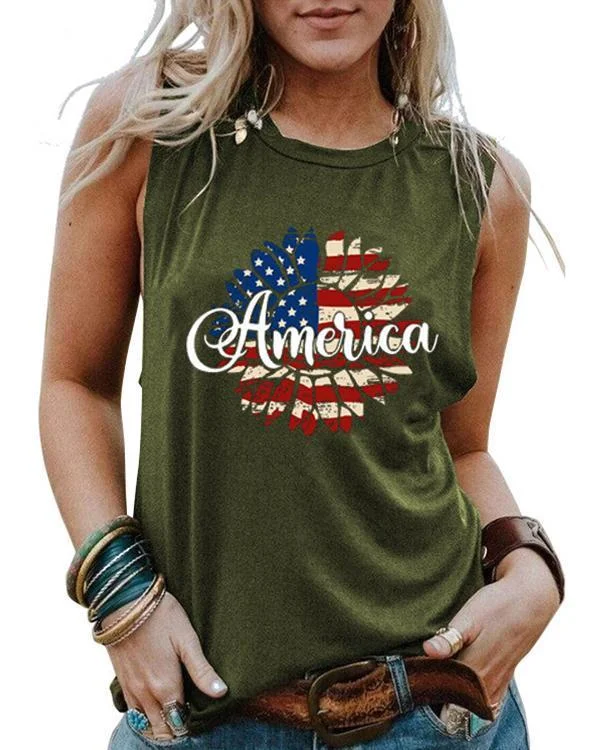 sunflower flag america printed sports vests p216275