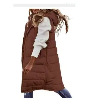 Brownm Brownm New Fashion Casual Solid-Colored Hooded In Sleeveless Sleeveless Jacket
