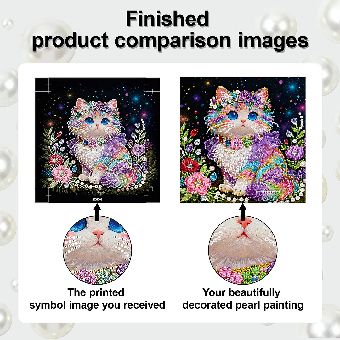 Cat Art Diamond Painting Kit for Adults Home Decor 25x25cm With Frame