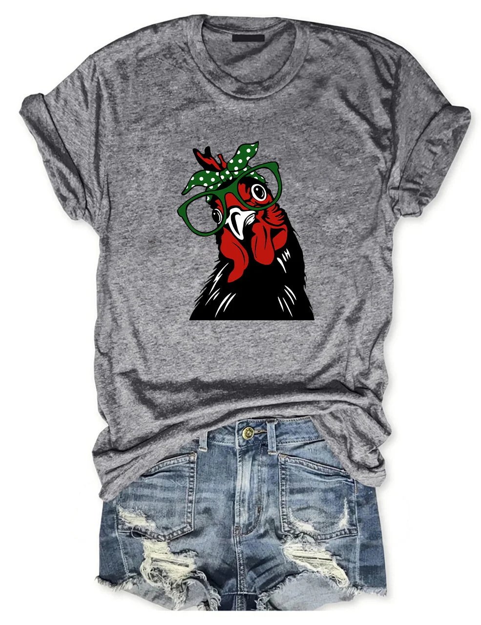 Eagerlys Chicken With Bandana Glasses T-Shirt Eagerlys
