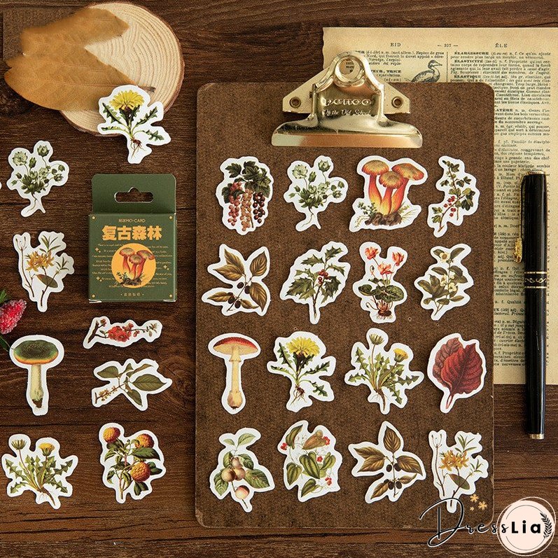 Boxed Stickers Retro Forest Plant Pocket Book