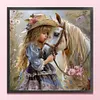 Girl And White Horse-11CT Stamped Cross Stitch 40*40cm/15.75*15.75in tapestrymarket