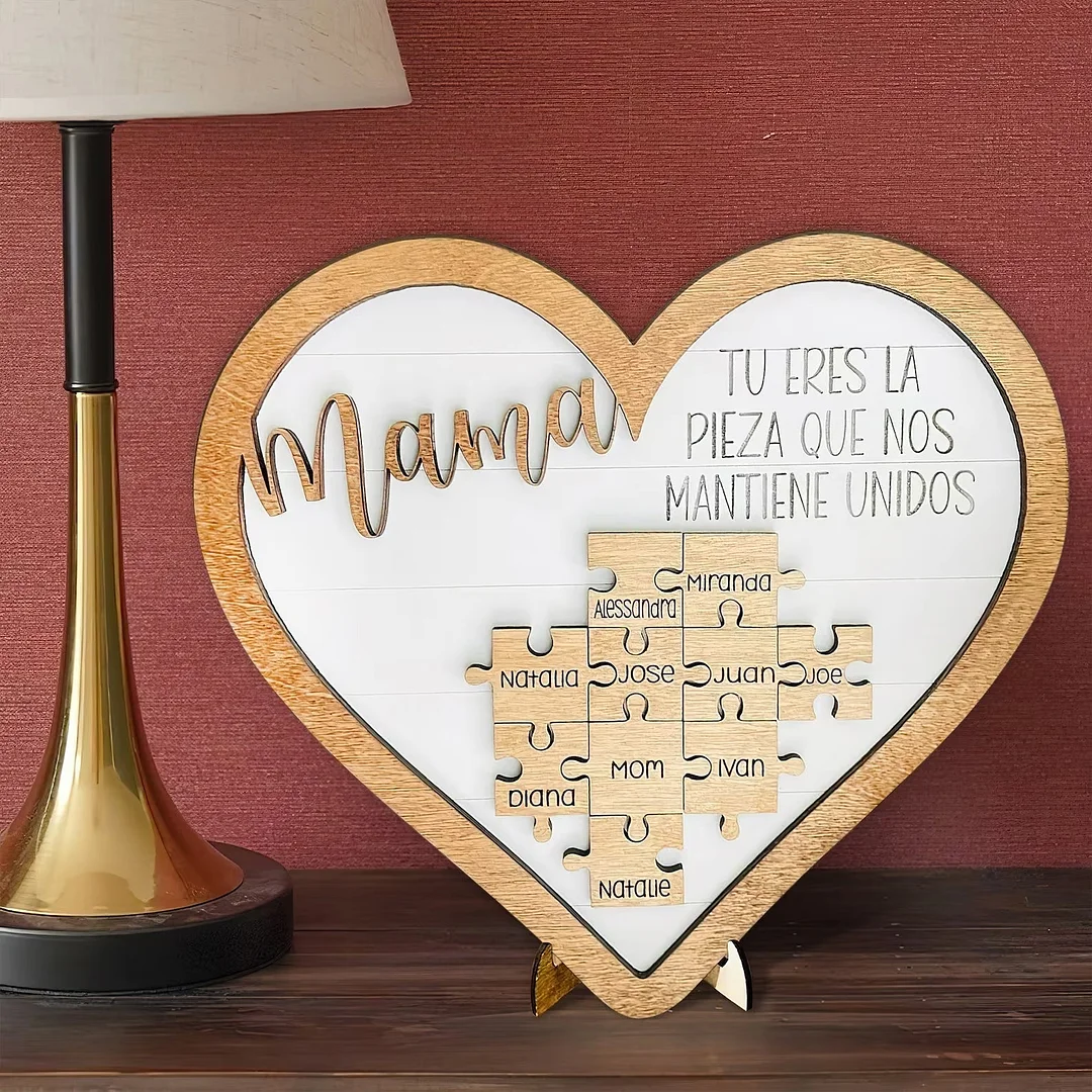 Personalized Heart Wooden Puzzle Frame Gift for Mom
