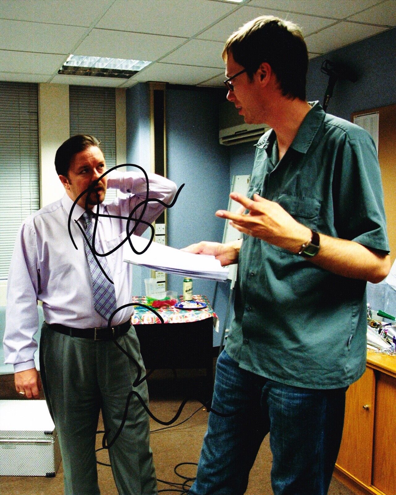 Ricky Gervais & Stephen Merchant Signed 10X8 Photo Poster painting THE OFFICE AFTAL COA (A)