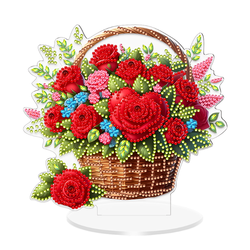 Special Shaped Diamond Painting Desktop Ornaments Kit for Adults DIY (Rose)