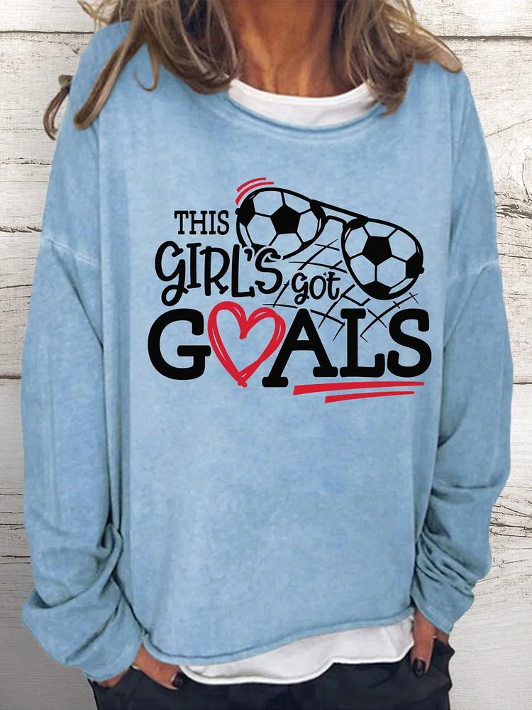 Girl's Soccer Women Loose Sweatshirt-Annaletters