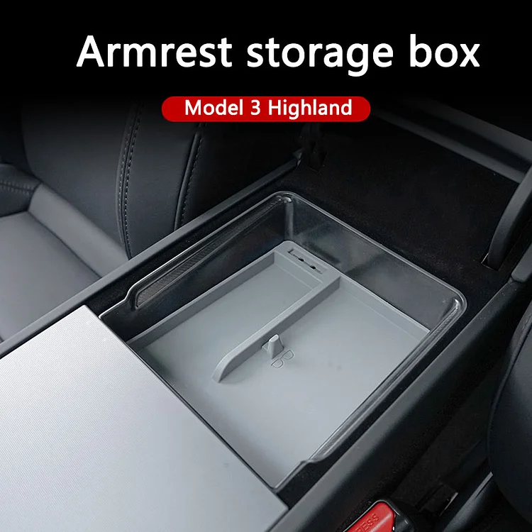 Highland Model 3 ABS Silicone PC storage box car armrest box suitable for Tesla new Model 3 Highland car interior storage box ITN Auto