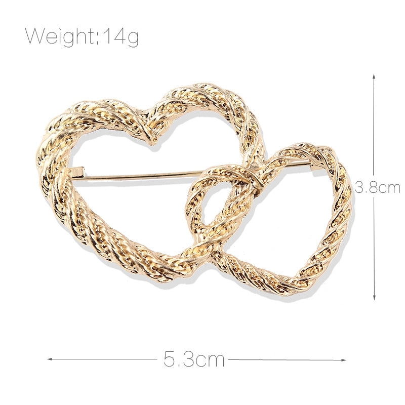 Sweet Pin Double Heart Alloy Plating Women’s Brooches