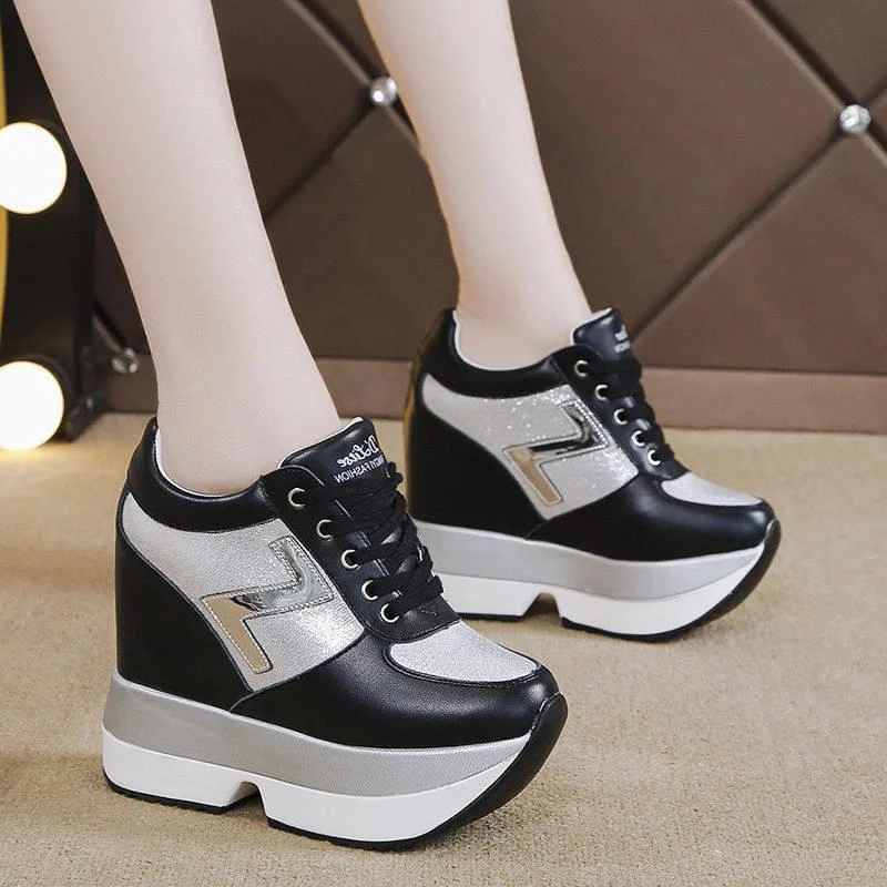 Wongn Wongn 2023 New Inner Heighten Small White Shoes Female Platform Korean Version Of Versatile Casual Shoes 12Cm Ultra High Heel Women's Singles Shoes