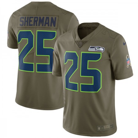 Men's  Seattle Seahawks #25 Richard Sherman Olive Salute To Service Limited Stitched NFL Jersey