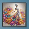 Fille en robe de fleur - peinture au diamant de forme sp&eacute;ciale - 30 * 30cm