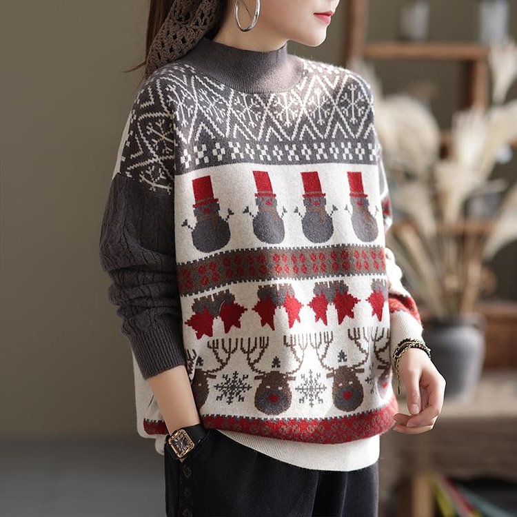 Winter Women Christmas Style Wool Knitted Sweater