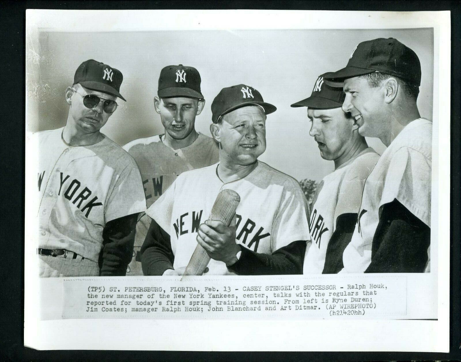 Ralph Houk NEW Yankees Manager 1961 Press Photo Poster painting Duren Coates Blanchard Ditmar