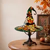 Witch Hat Desk Ornament Maple Leaf Resin Halloween Night Light