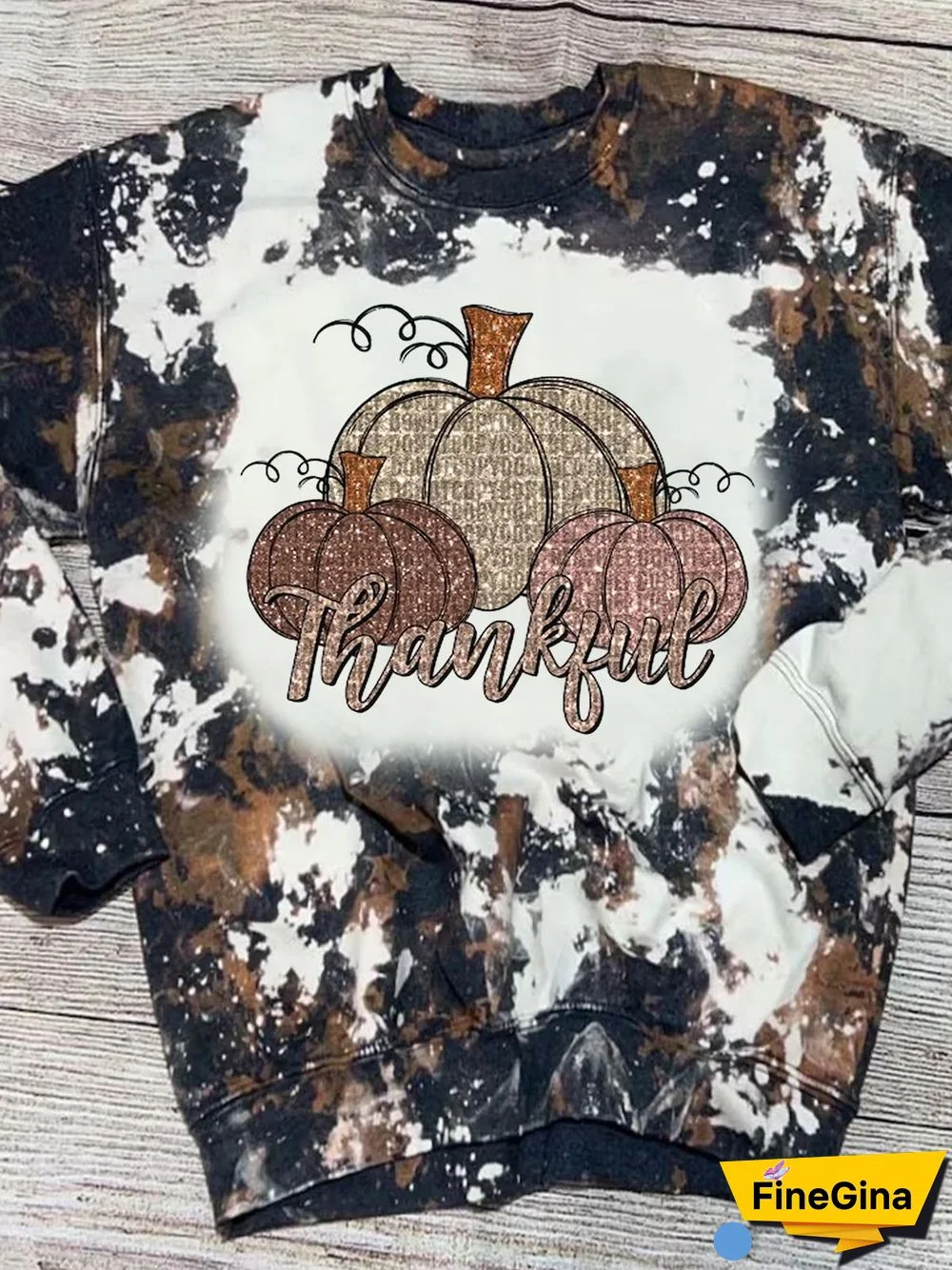 Women's Round Neck Pumpkin Print Long Sleeve Top
