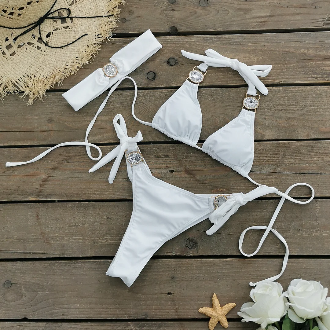 Uveng Three-Point Strap Bikini Split Swimsuit Woman 2025 New Multi-Color Bikini Export