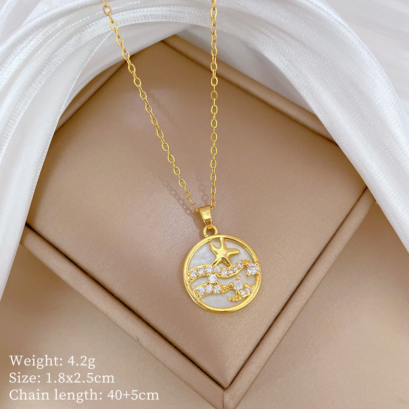 Copper Micro-Inlaid Necklace For Women Copper Micro-Inlaid Real Gold Electroplating Simple Ins Exquisite Clavicle Chain Neck Chain