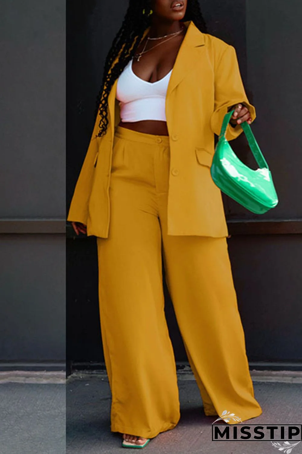 Rose Red Casual Solid Patchwork Buttons Turn-back Collar Long Sleeve Two Pieces