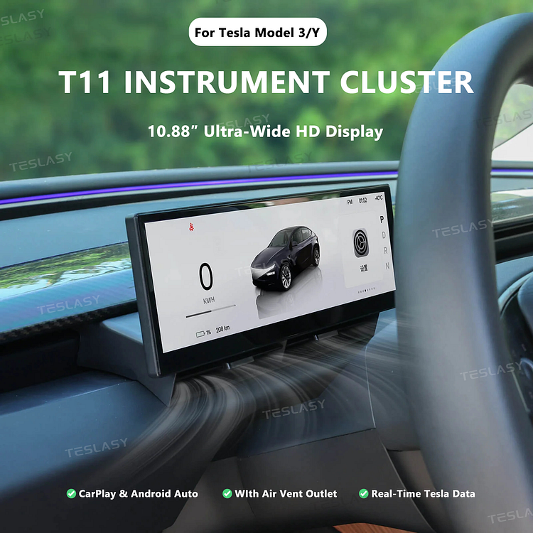 Teslasy T11 Dashboard Touch Screen CarPlay Instrument Cluster For Model Y Juniper / Model 3 Highland / Model 3/Y