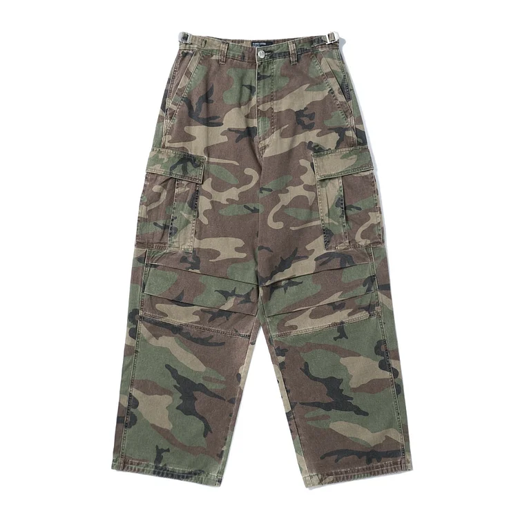 CAMO STONE WASHED CARGO PANTS